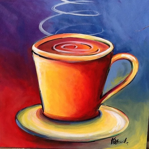 500x500 283 Best Crafts Images On Leather Craft, Wallets - Coffee Cup Painting On Canvas