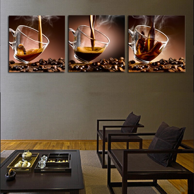 800x800 3 Piece Unframed Coffee Cup Wall Art Paintings Canvas Picture - Coffee Cup Painting On Canvas