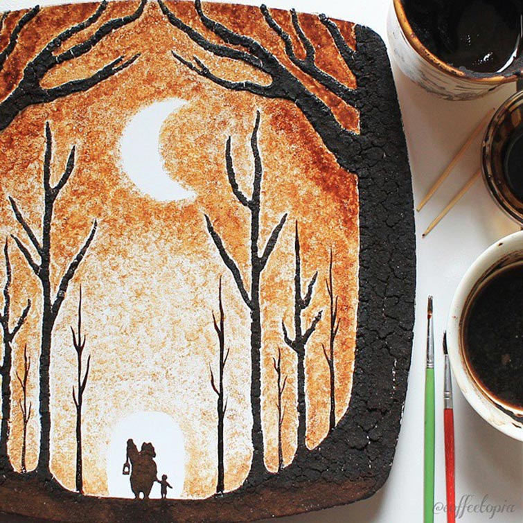 755x755 One Artist Makes Fantastic Leaf Paintings Using Nothing But - Coffee Painting