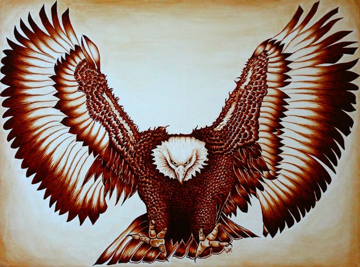 720x535 The Hunter (Coffee Painting) - Coffee Painting On Canvas