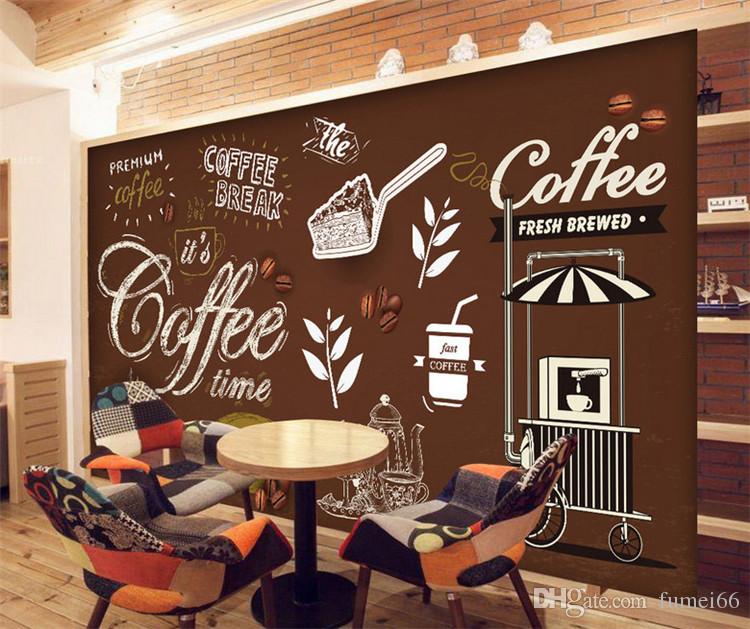 750x629 Custom Any Size European Style Retro Hand Painted Poster Mural - Coffee Shop Painting
