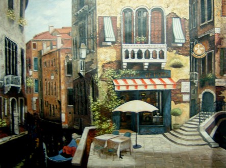 443x329 Decorate You Lving Room With This Coffee Shop Oil Painting - Coffee Shop Painting
