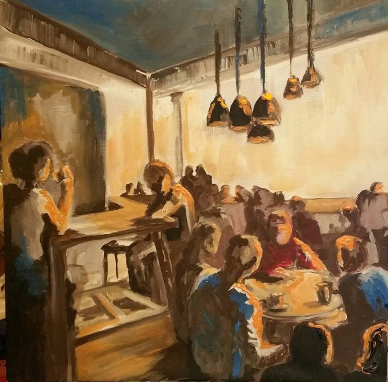 770x759 Saatchi Art Original Art Sold 16 X 16 Coffee Shop Painting By - Coffee Shop Painting