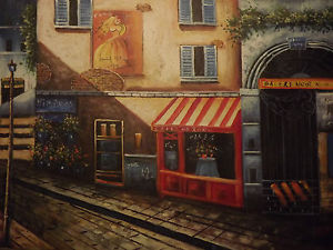 300x225 French Coffee Shop Large Oil Painting Canvas Art Paris France - Coffee Shop Painting