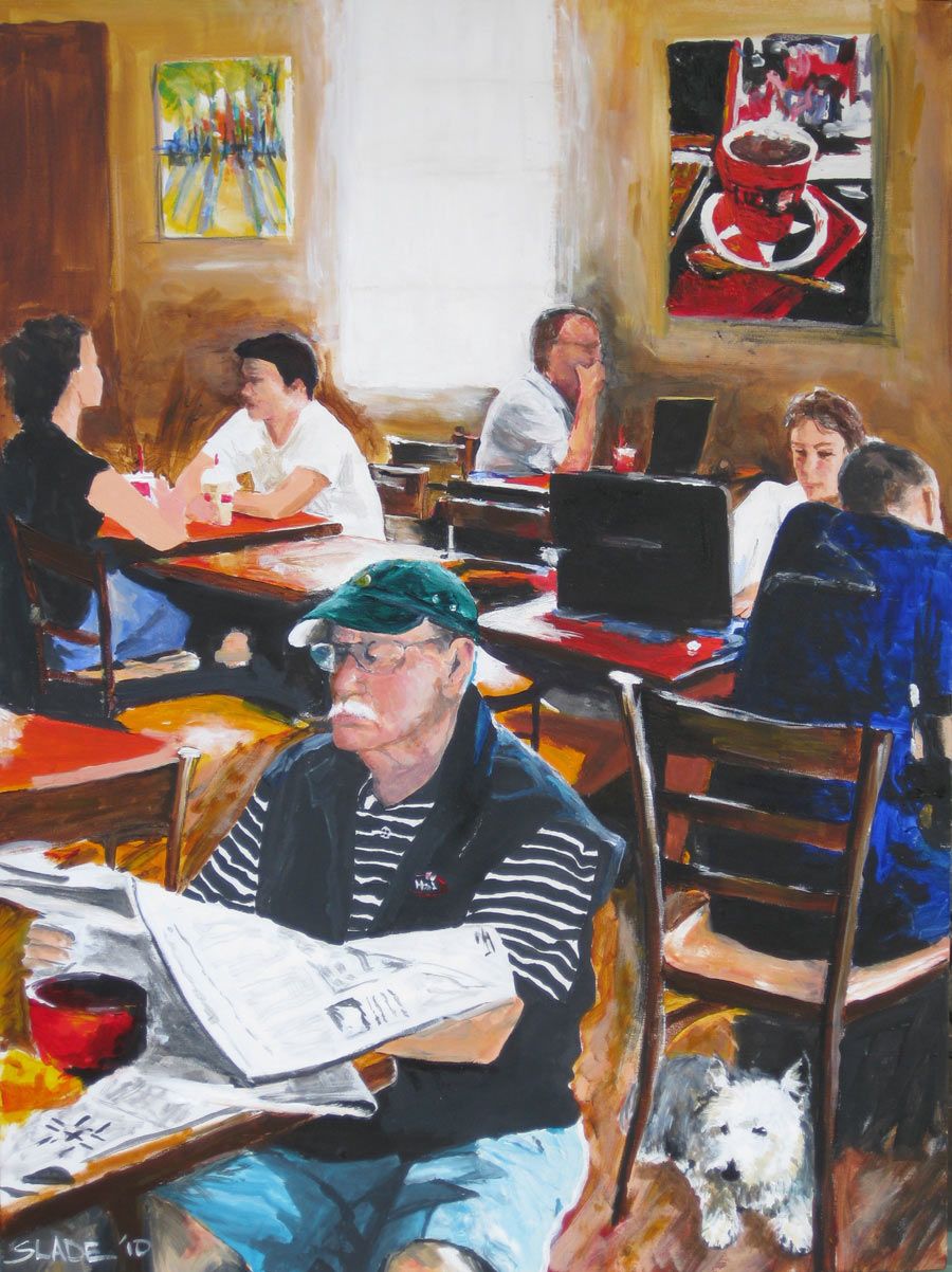 900x1202 Painting Of Coffee Shop - Coffee Shop Painting