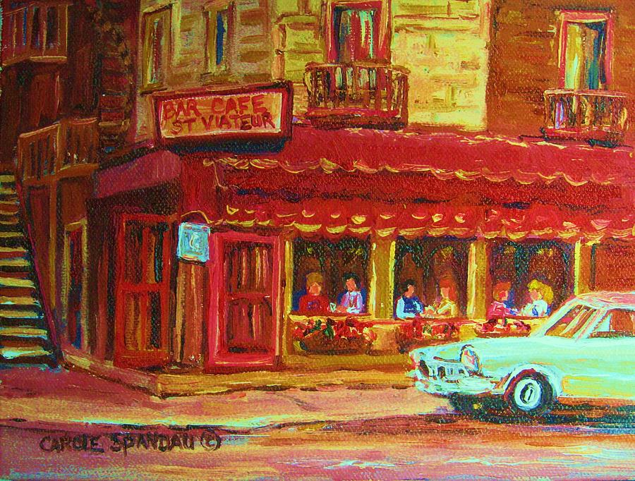900x682 Coffee Bar On The Corner Painting By Carole Spandau - Coffee Shop Painting