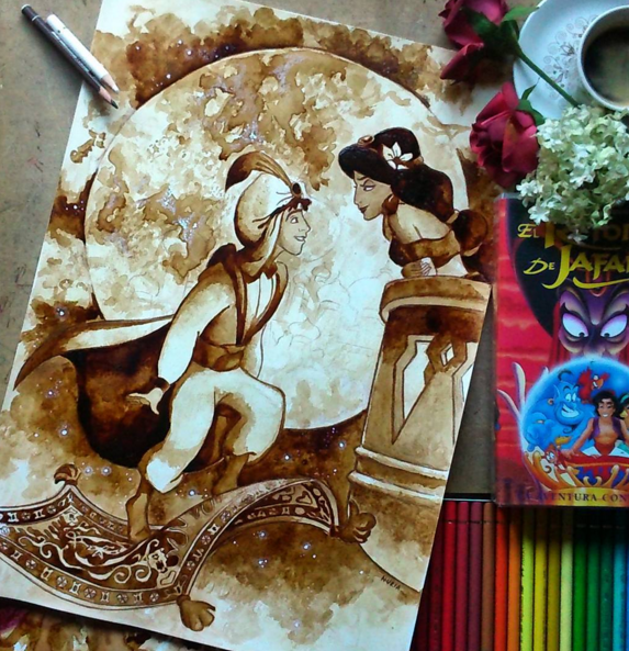 573x593 Incredible Coffee Stain Painting Art 23 - Coffee Stain Painting