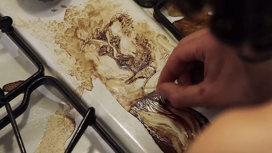 880x495 Art From A Mistake My Oven Top Coffee Paintings Bored Panda - Coffee Stain Painting