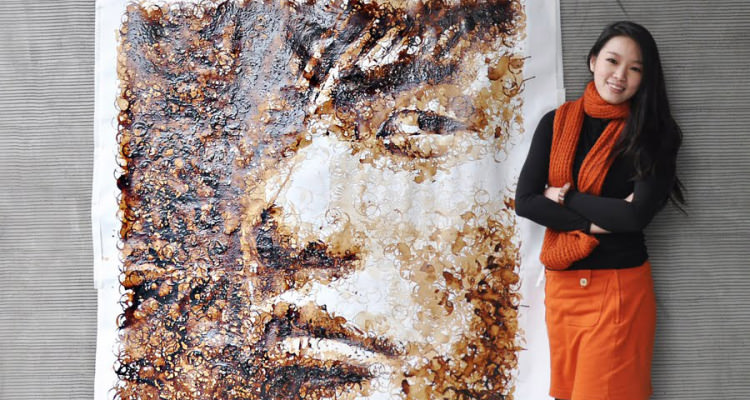 750x400 Portraits Painted Only With Coffee Cup Stains How Is That Even - Coffee Stain Painting