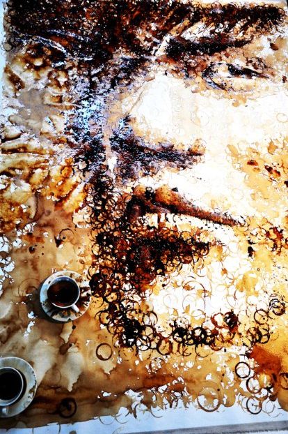 414x622 Coffee Stain Painting Coffee Coffee Staining - Coffee Stain Painting