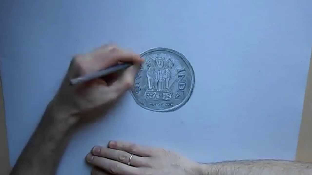 1280x720 Drawing Of A Coin India.speed Painting By Riestra. - Coin Painting