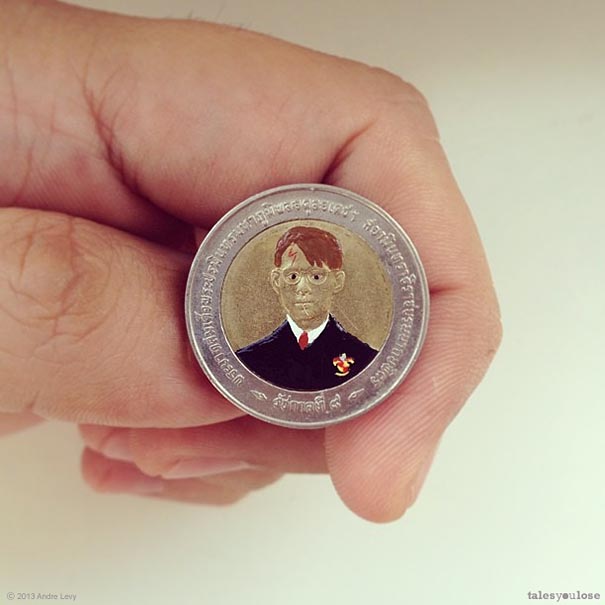 605x605 Brazilian Artist Transforms Coins Into Tiny Pop Culture Portraits - Coin Painting