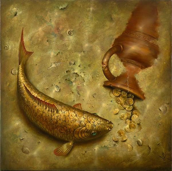 600x597 Surreal Reality Distortion Paintings, Vladimir Kush Art Gallery - Coin Painting