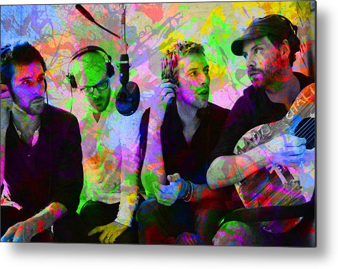 493x392 Coldplay Band Portrait Paint Splatters Pop Art Metal Print By - Coldplay Painting