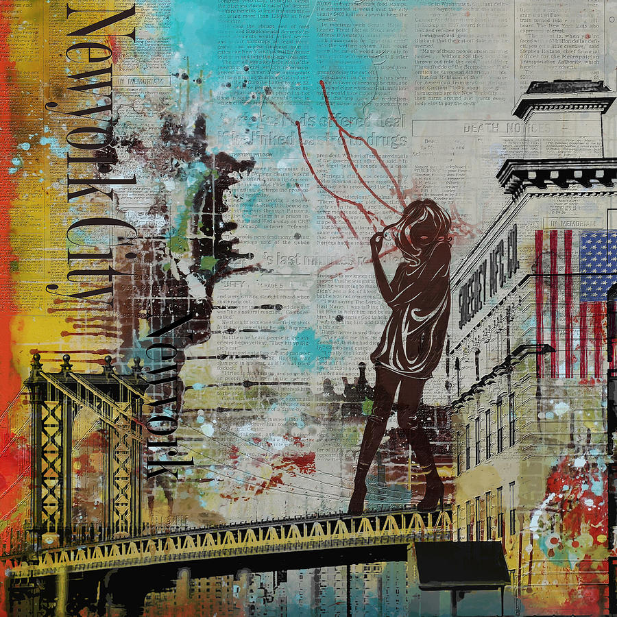 900x900 Ny City Collage 4 Painting By Corporate Art Task Force - Collage Painting