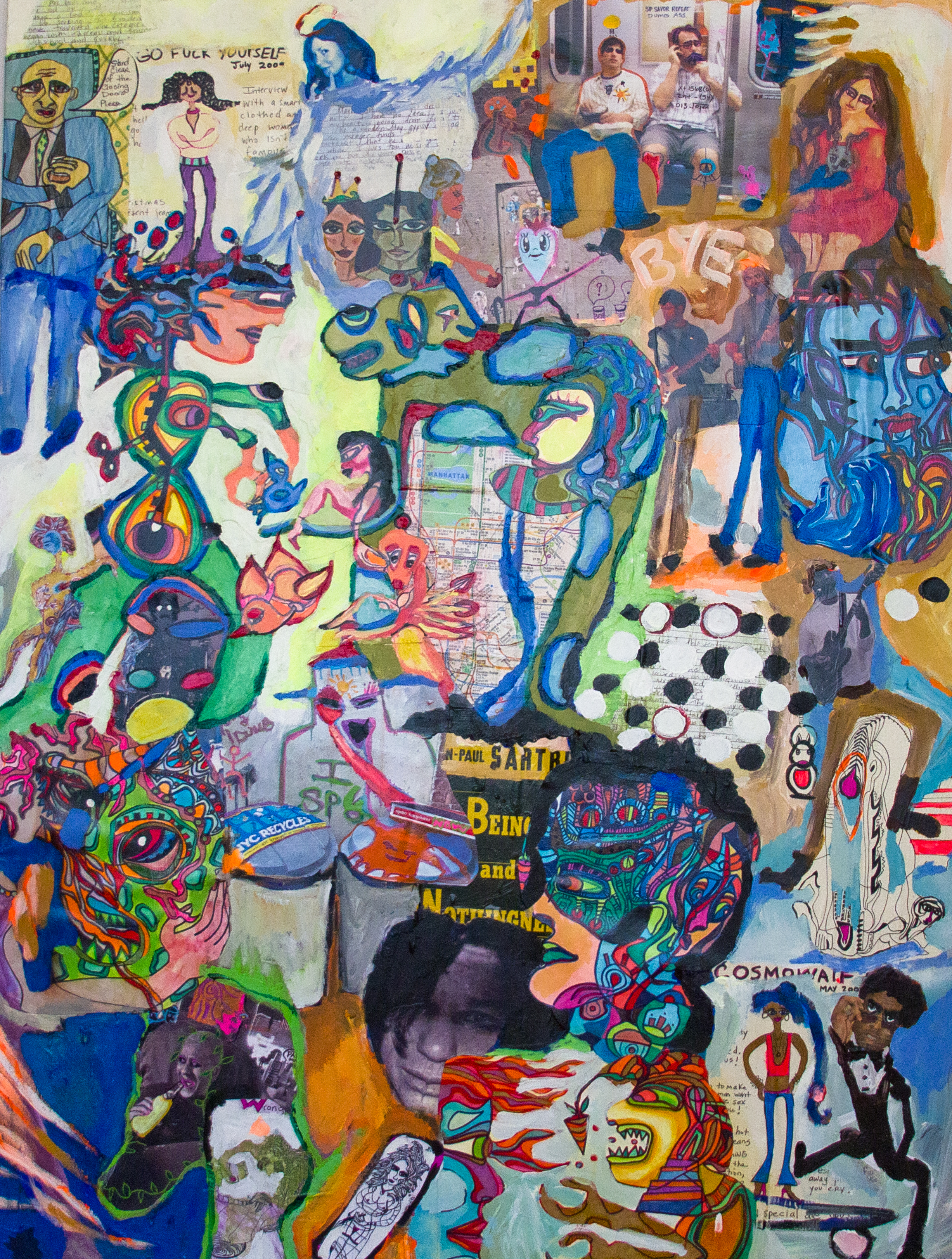 2454x3245 The Other Side Acrylic Painting Collage 36 By 48 Bloomiverse - Collage Painting