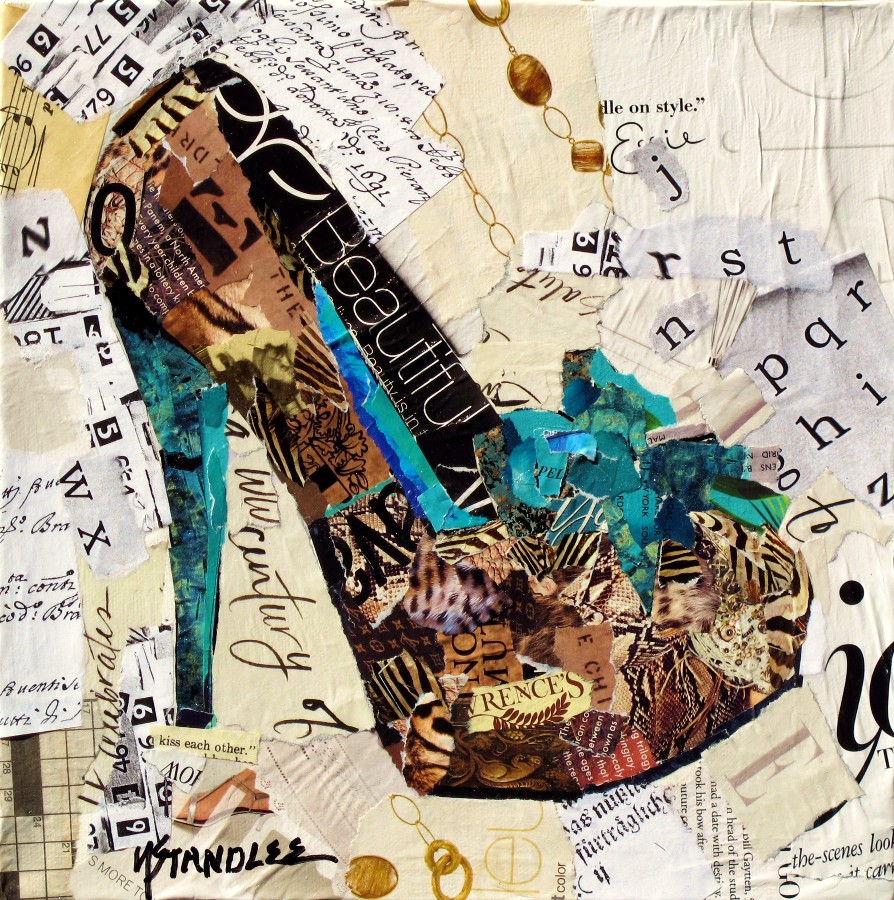 894x900 Mixed Media Artists International One Day High Heel Torn Paper - Collage Painting Artists