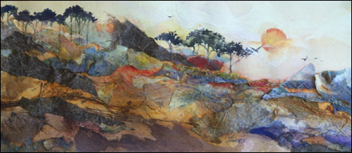 500x217 Mixed Media Artist Helen Harris Landscapes Of Layered Paper - Collage Painting Artists