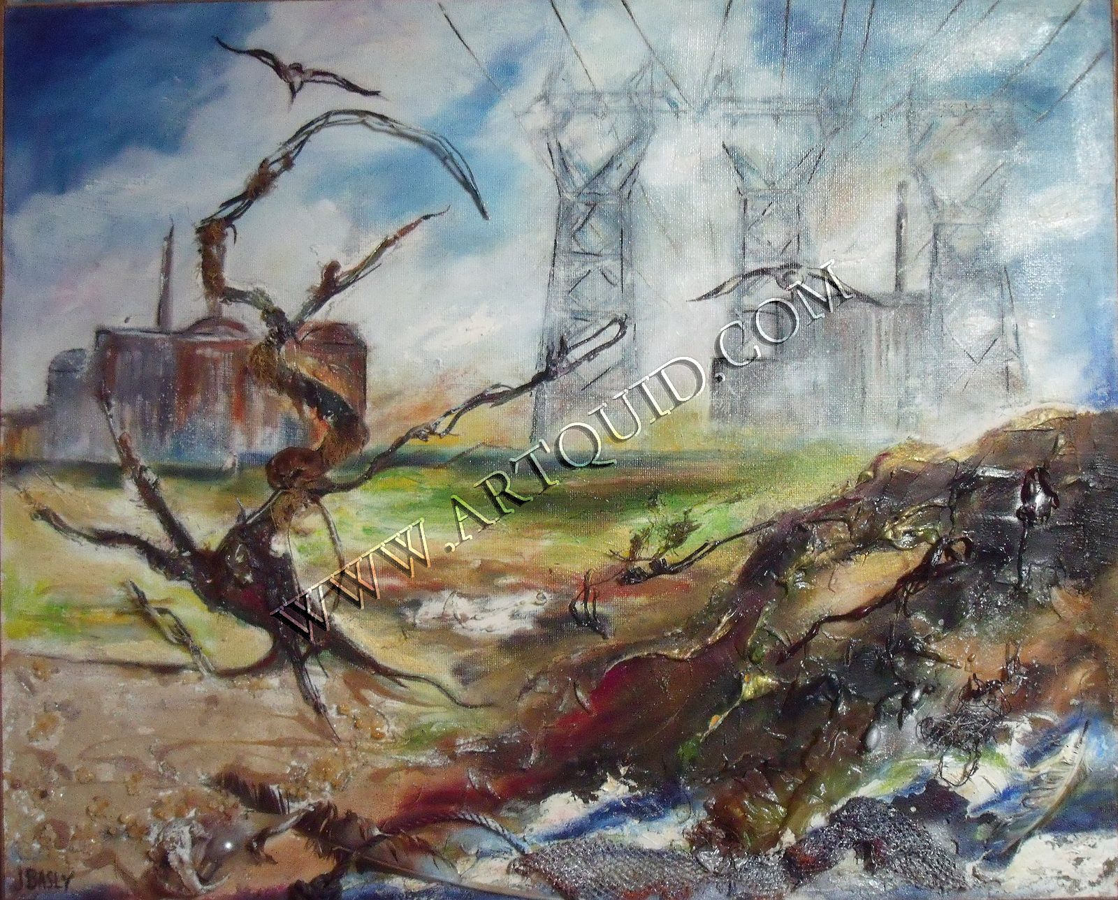 1600x1289 Pollution (1) Oil + Collage, Josette Basly Terlaud, Painters, Artists - Collage Painting Artists