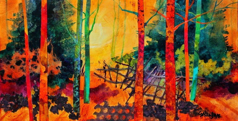 800x407 Carol Nelson Fine Art Blog Autumn Glow Mixed Media Landscape - Collage Painting Artists