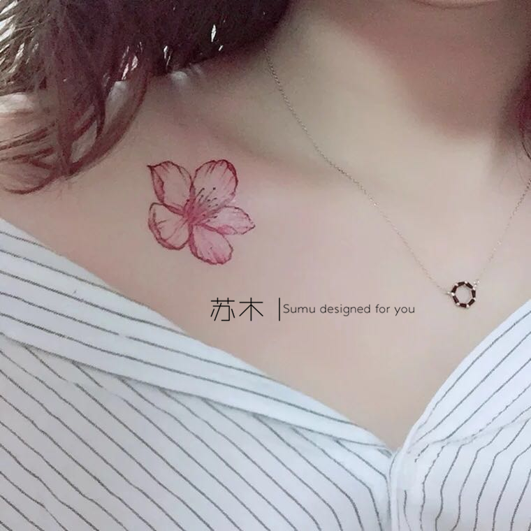 760x760 Usd 4.71] Su Xiaoyu Tattoo Hand Painted Collarbone Peach Flower - Collar Bone Painting