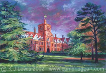 360x250 Painting Of Girton College In Autumn, University Of Cambridge - College Painting