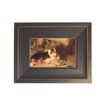 350x350 Motherless Lamb Painting - Collie And Lamb Painting