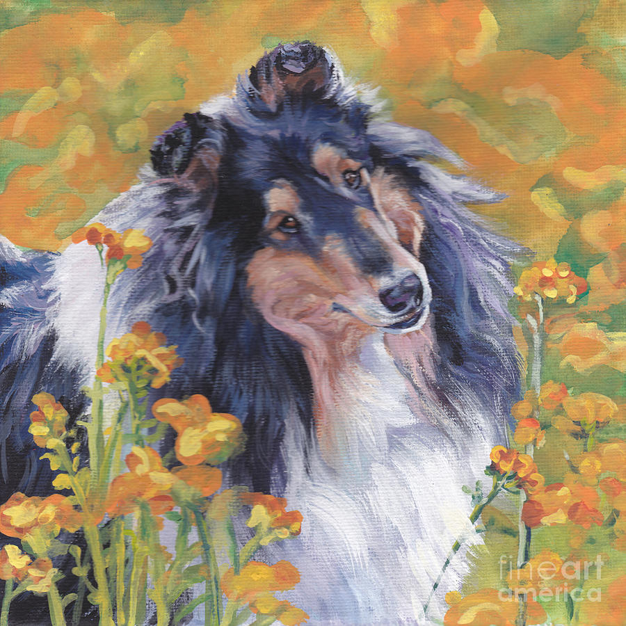 900x900 Rough Collie Painting By Lee Ann Shepard - Collie Painting