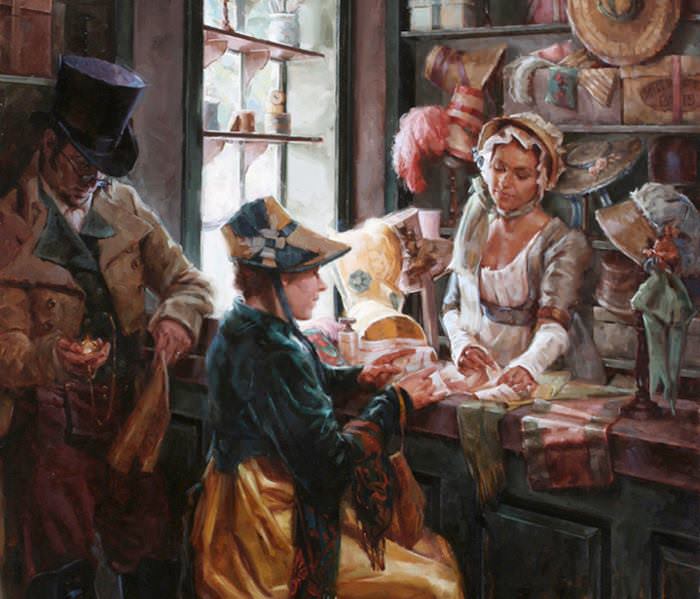 700x599 Meadow Gist's Colonial America Paintings Art - Colonial Painting