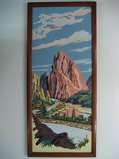 236x314 Vintage Western Mountains Paint By Number Painting In Heavy Wood - Color By Number Painting