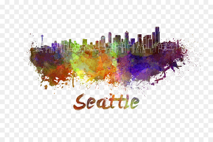900x600 Download Seattle Watercolor Painting Skyline Stock Illustra Color - Color City Painting
