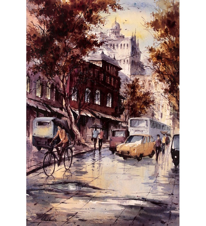 800x880 We Love Art Water Color Painting In Handmade Paper Smart City By - Color City Painting