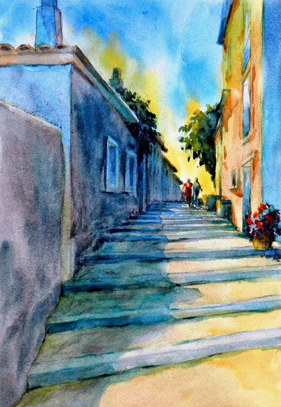 552x800 Virgil Carter Landscape Art Watercolor, Paintings - Color Contrast Painting