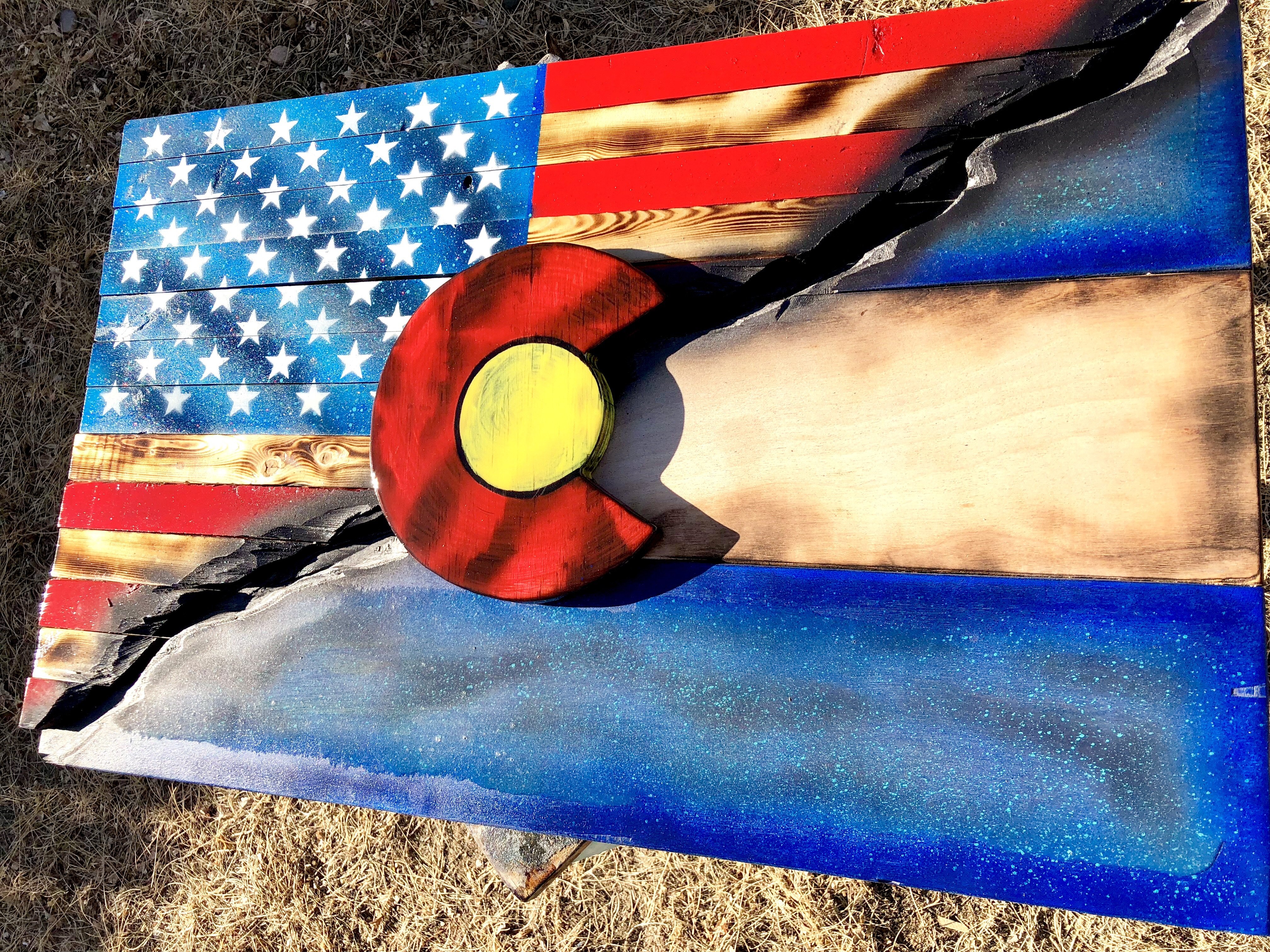 4032x3023 American Flag Colorado Split Us Veteran Woodworks - Colorado Flag Painting