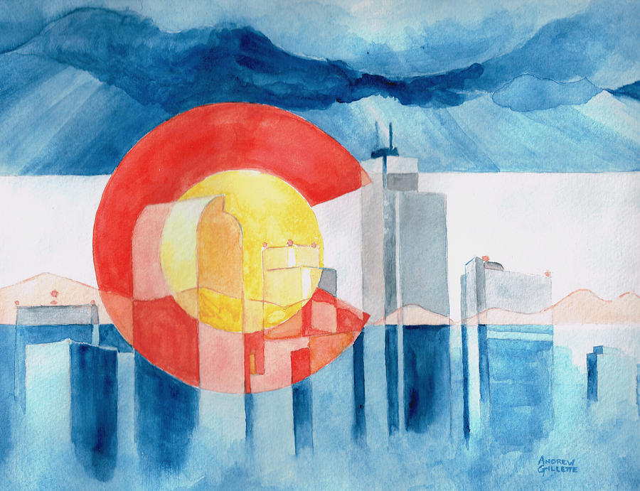 900x691 Colorado Flag Painting By Andrew Gillette - Colorado Flag Painting