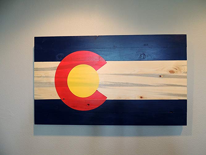 667x500 Colorado Flag On Blue Pine Beetle Kill Wood 14 X 24 - Colorado Flag Painting