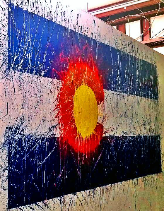 560x721 Colorado Artists Gallery Colorado State Flag Abstracted Wall - Colorado Flag Painting