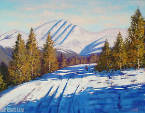 300x233 Colorado Mountains Oil Painting Winter Landscape Snow Skiing Ebay - Colorado Mountain Painting
