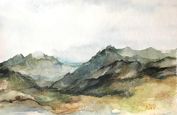 570x371 Colorado Mountains Watercolor Painting Original Watercolor - Colorado Mountain Painting