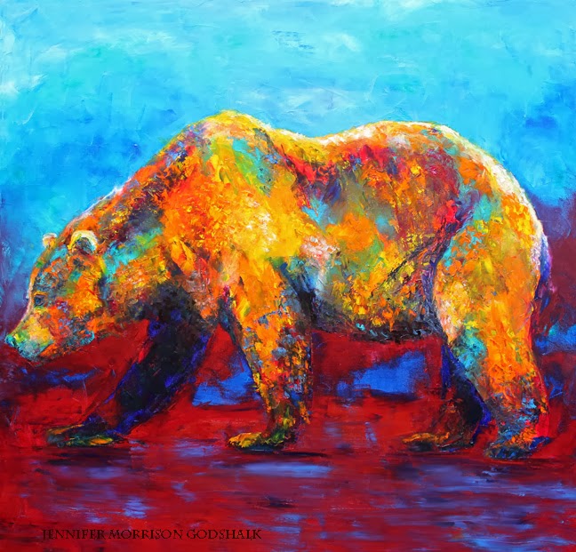 648x621 Contemporary Bear Painting By Colorado Artist Jennifer Morrison - Colorado Painting