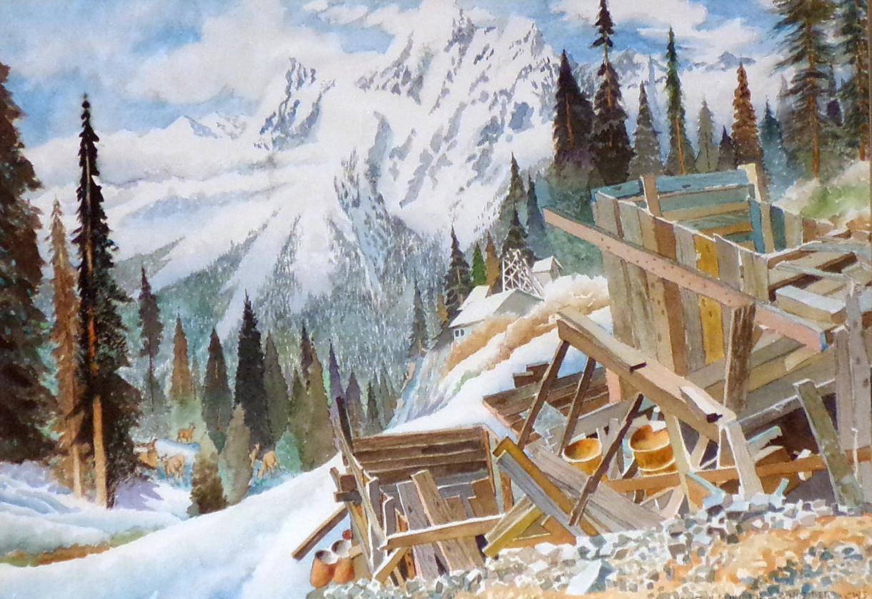 1221x838 Morton Lawrence Schneider Colorado Verticals Orig. Watercolor - Colorado Painting