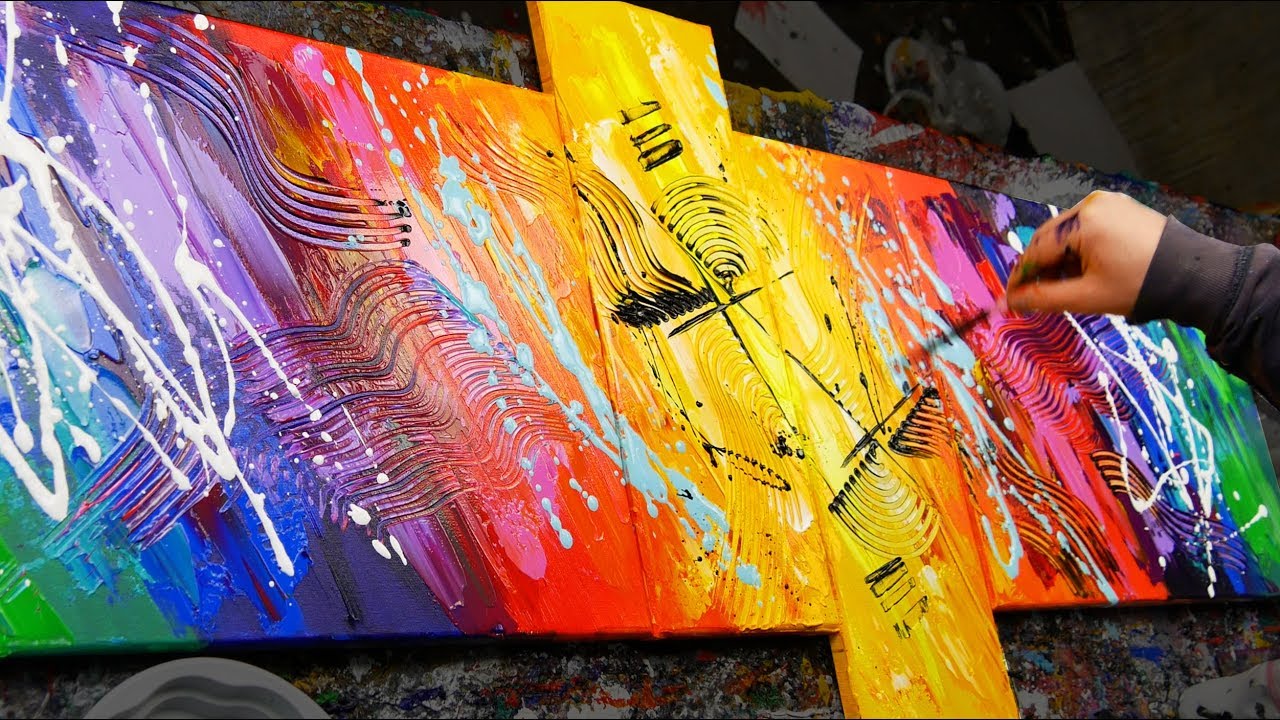 1280x720 How To Make An Amazing Abstract Painting With Very Bright Colors - Colorful Abstract Painting