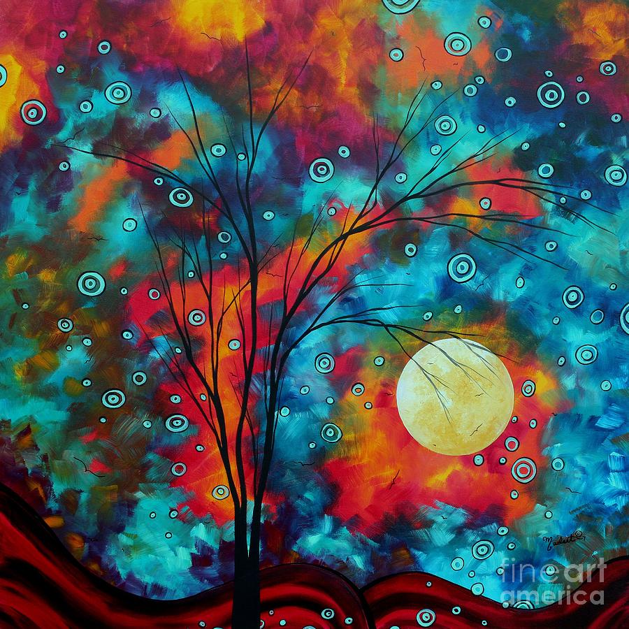 900x900 Huge Colorful Abstract Landscape Art Circles Tree Original - Colorful Abstract Painting