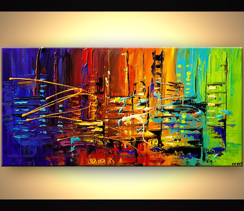 850x735 Textured City Painting Colorful Abstract Painting Heavy Impasto - Colorful Abstract Painting