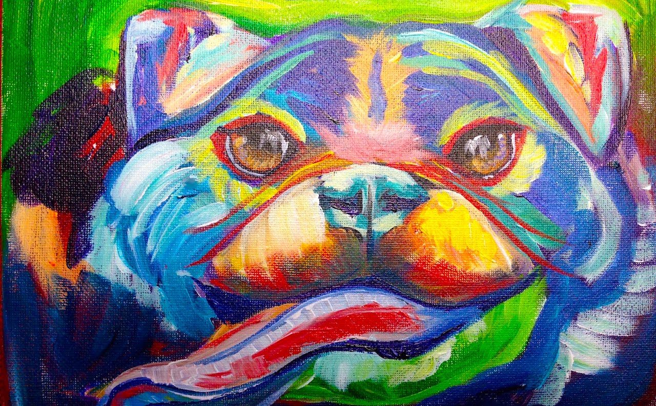 1280x793 Easy Pug Painting Acrylic Abstract Dog Painting The Art Sherpa - Colorful Animal Painting