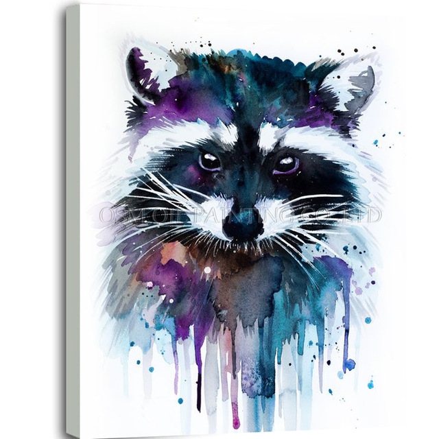 640x640 Top Artist Handmade Impression Animal Raccoon Oil Painting - Colorful Animal Painting