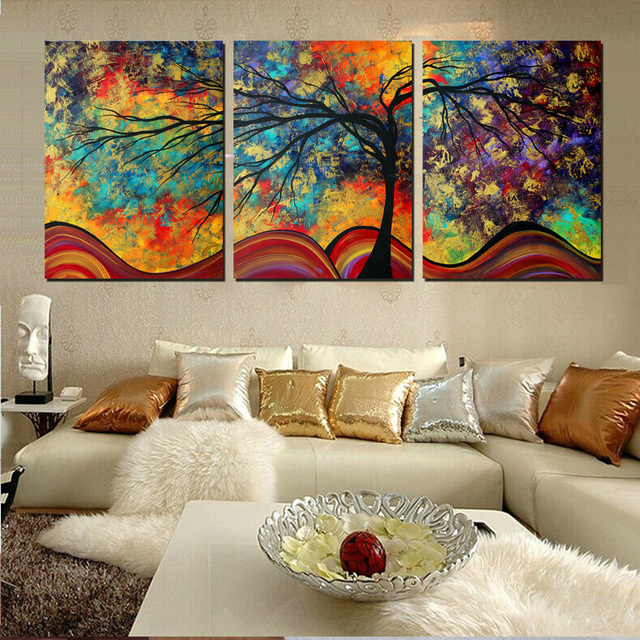640x640 Large Wall Art Abstract Tree Painting Colorful Landscape Paintings - Colorful Art Painting