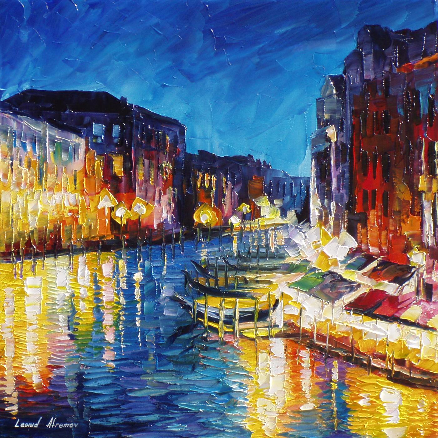 1400x1401 Venice In Color Palette Knife Oil Painting On Canvas By Leonid - Colorful Art Painting