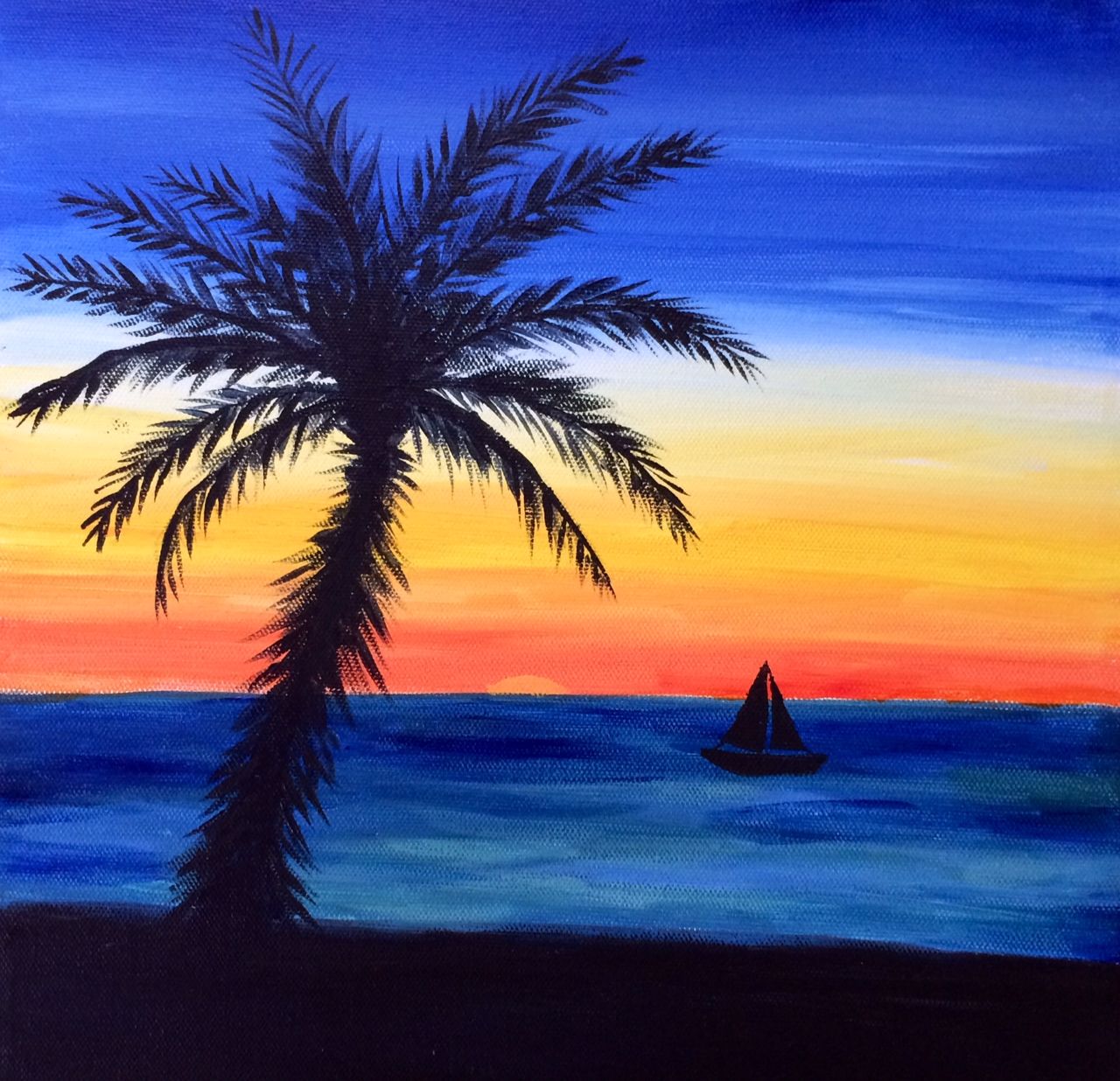 1280x1236 Easy Beach Sunset Paintings Painting Of Sunset Beach Paintings - Colorful Beach Sunsets Painting