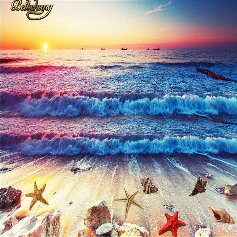 800x800 Beibehang Custom Sunset Colorful Beach Floor Wallpaper Waterproof - Colorful Beach Sunsets Painting